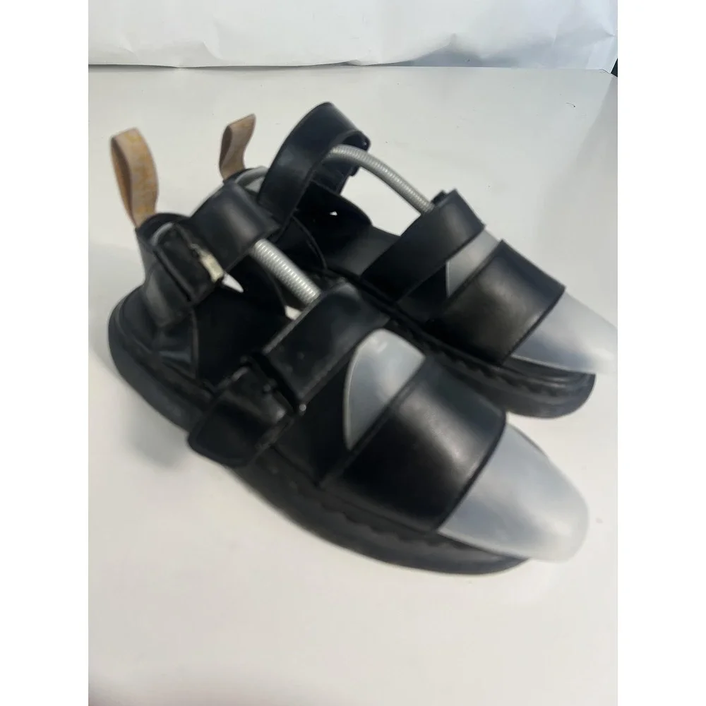 Dr. Martens Vegan Gryphon Shoes Mens Size 8 Black Strappy Sandals Buckle